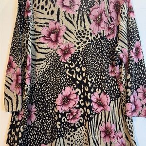Dressbarn Pink and Black Patterned Top